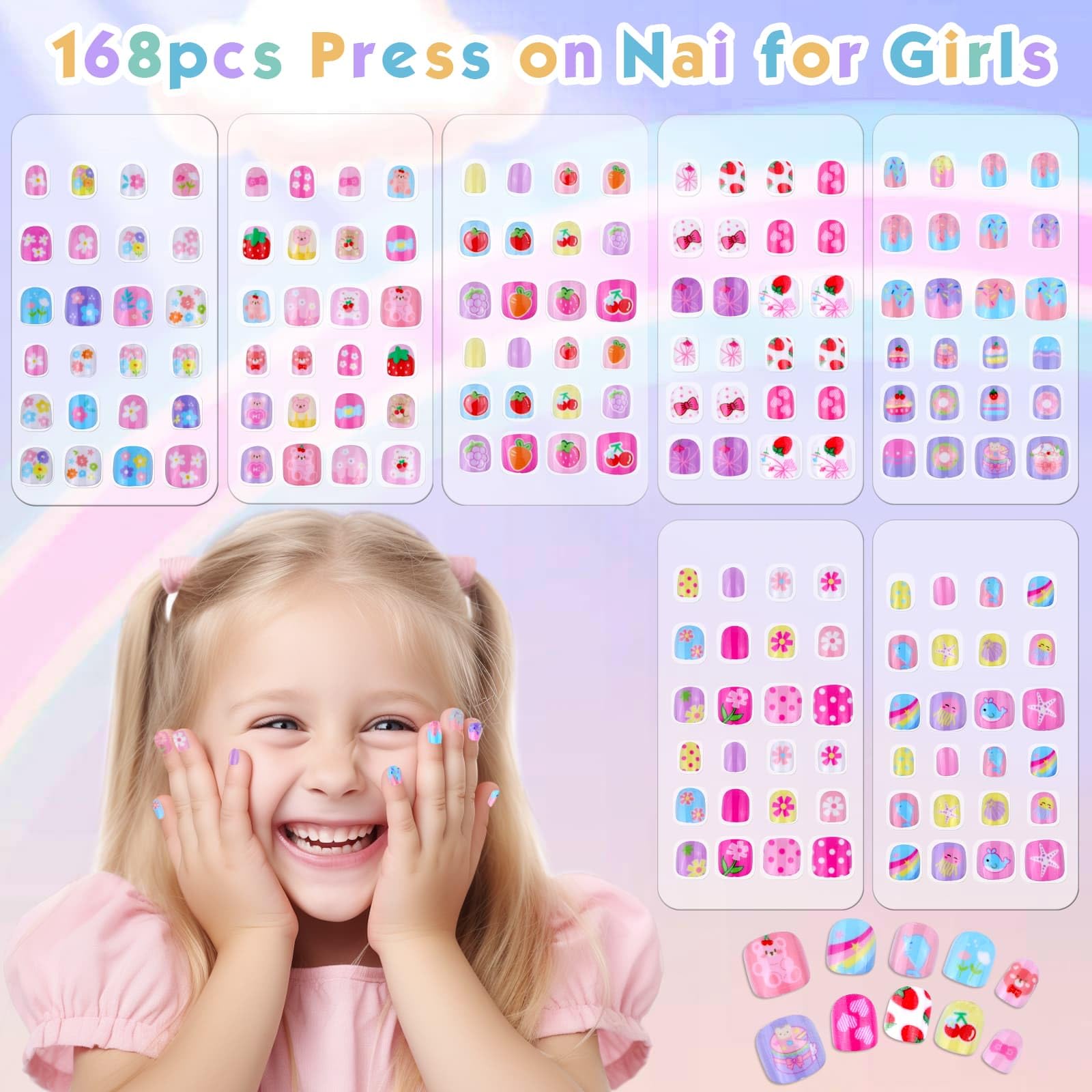 Shynek ongles pré-collés pour enfants, application rapide et sûre.