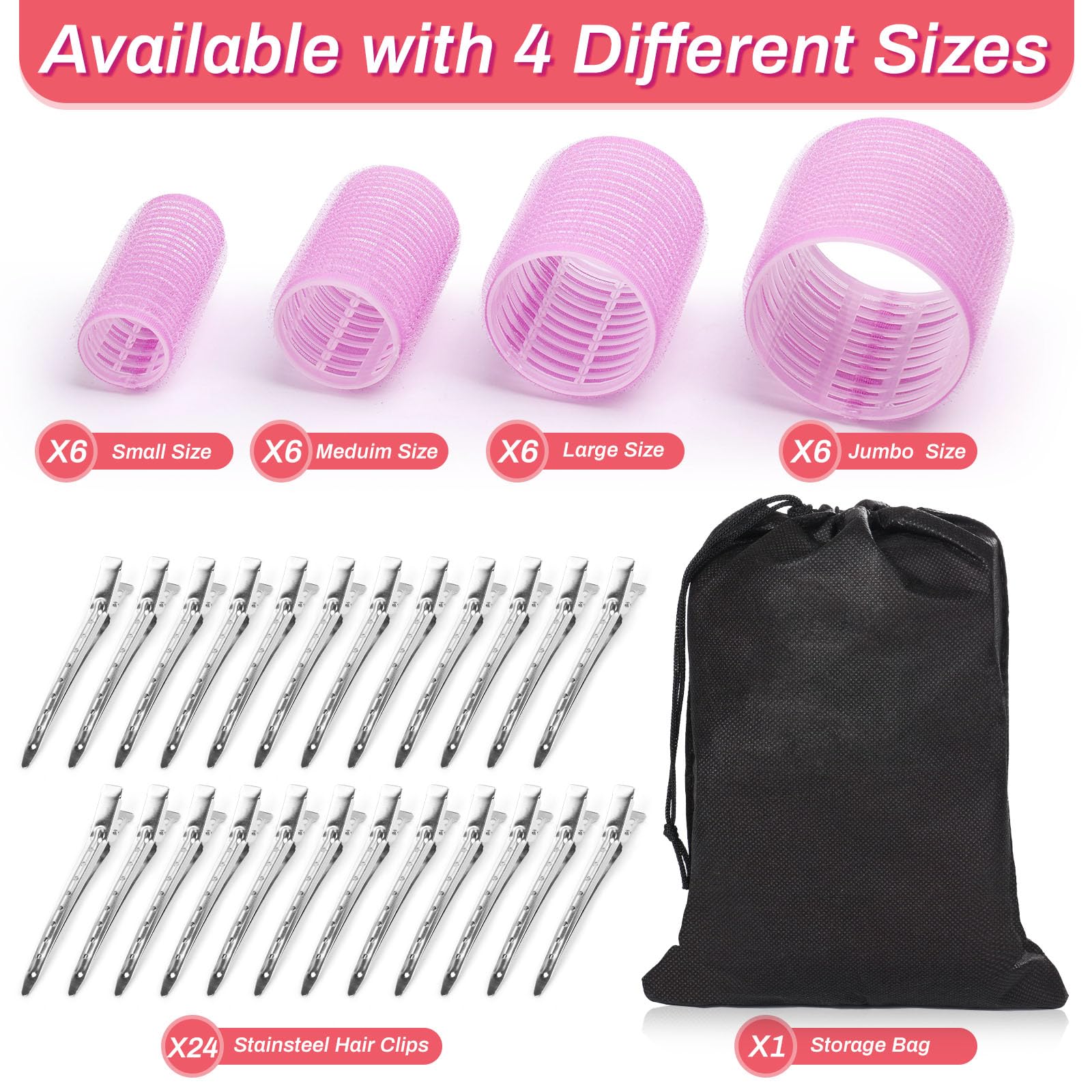 Pinces Shynek 24, violet, pour fixer les rouleaux en place.