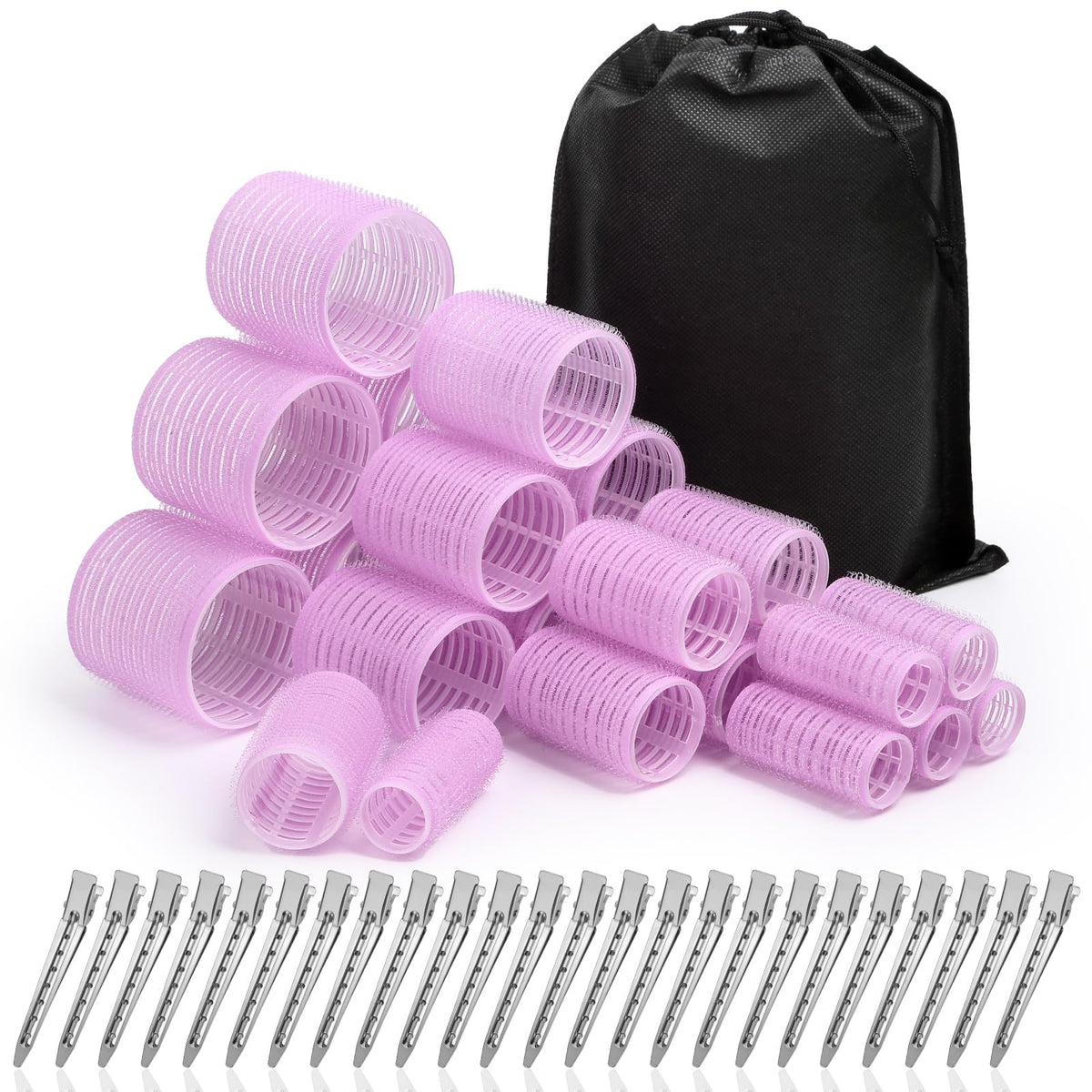 Rouleaux Shynek pour cheveux, ensemble violet, prêt à boucler et ajouter du volume.