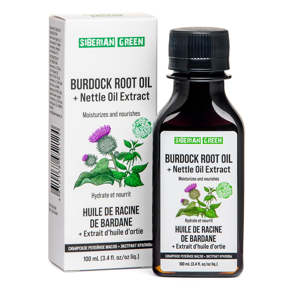 Siberian Green bourdock et ortie – emballage élégant pour soins capillaires naturels quotidiens.