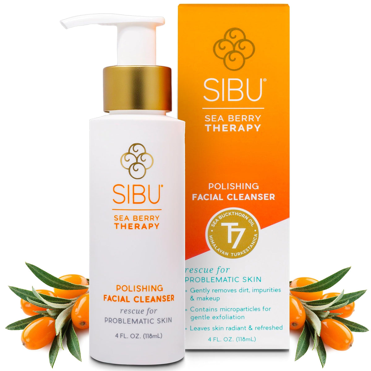Sibu nettoyant visage argousier en bouteille – hydratation douce et efficace.