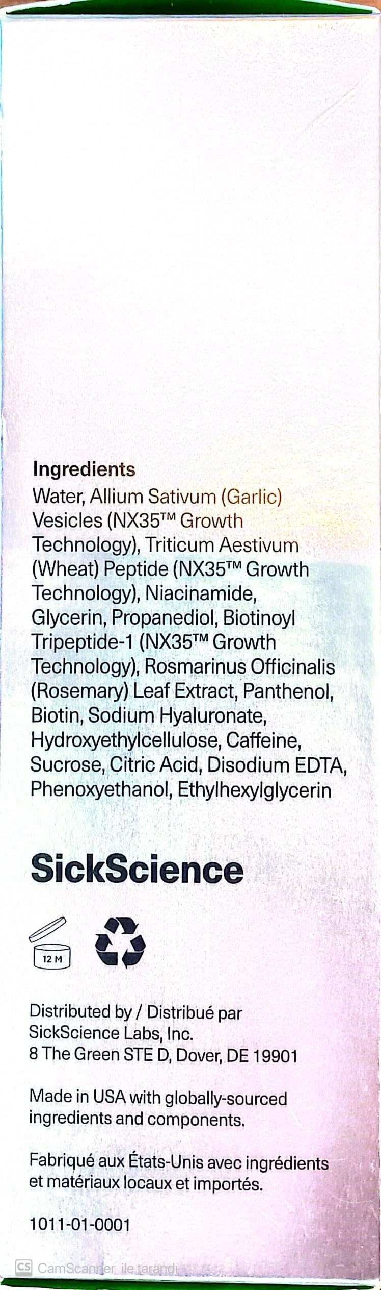 Emballage du sérum SickScience PowerCycle Exosome, design clair et recyclable.