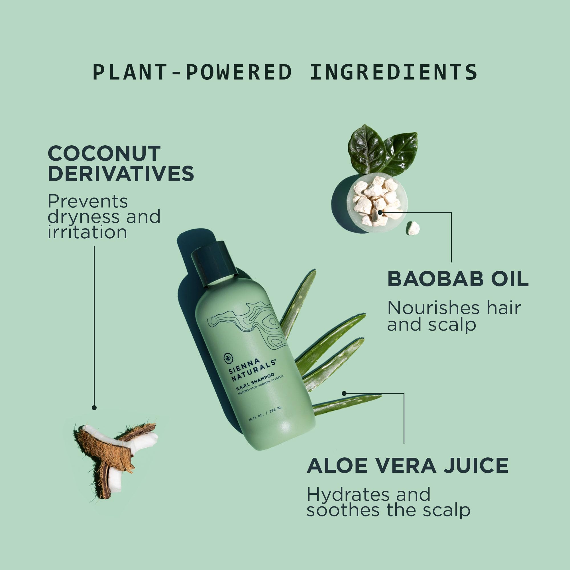 Sienna Naturals HAPI Shampoing, douceur-cuir-chevelu, apaise et hydrate durablement.