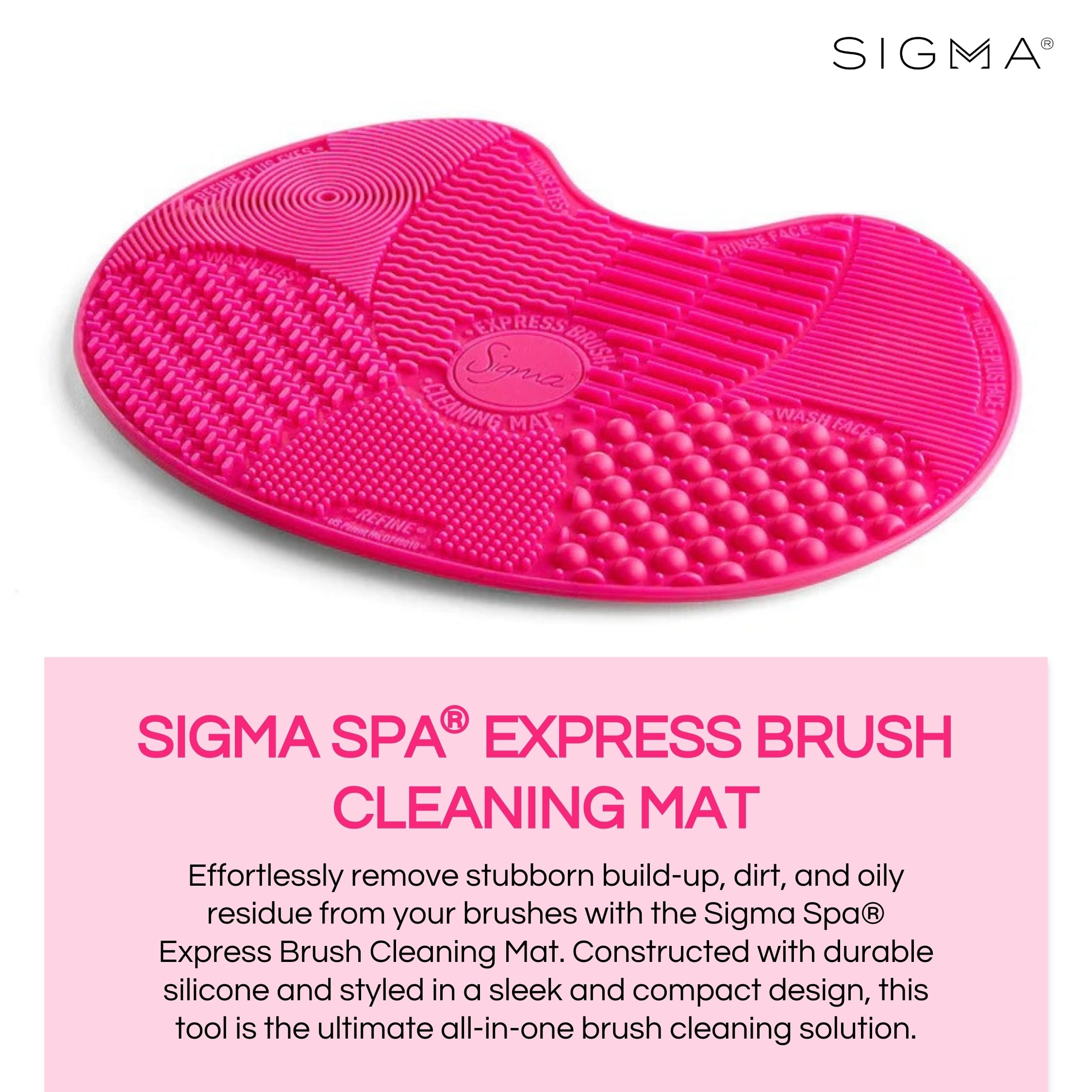 Sigma Beauty mat avec ventouse, fixation sûre pendant le nettoyage des pinceaux.