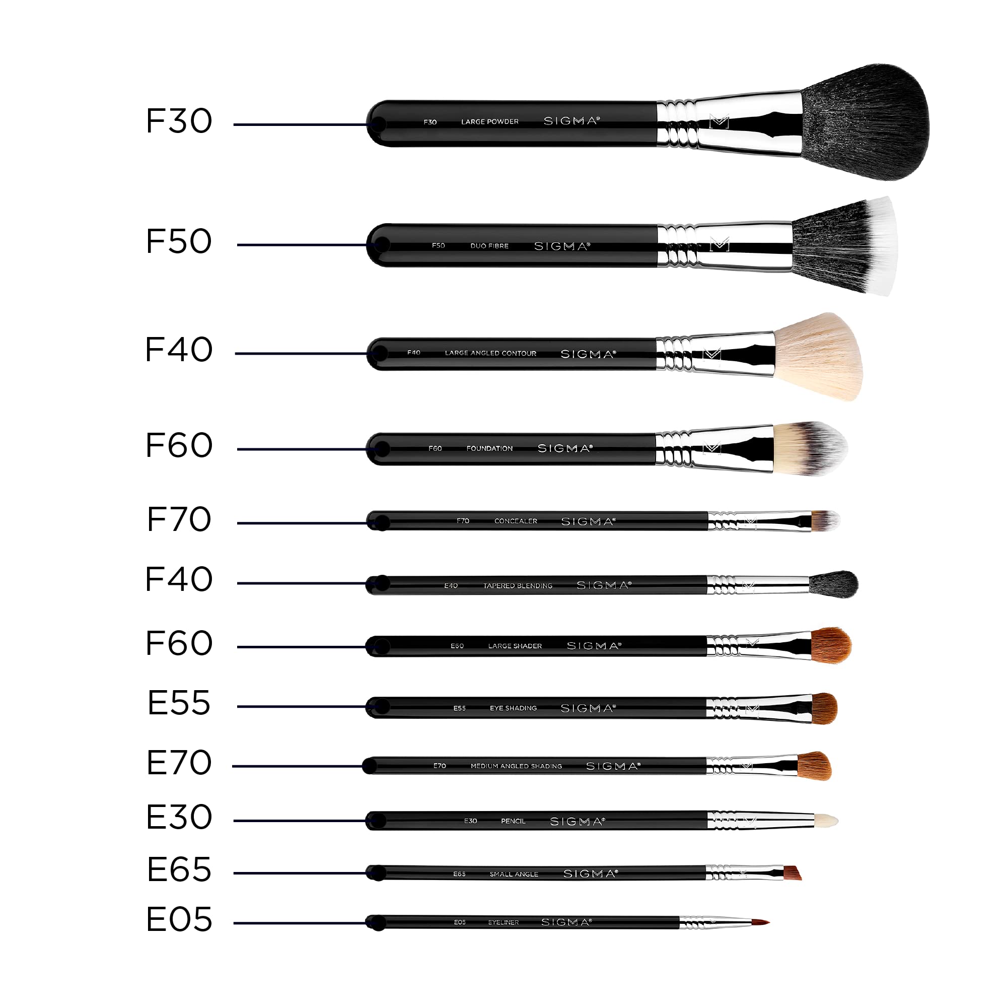 Utilisation polyvalente pour fond de teint et ombres avec les pinceaux Sigma.