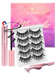 Sikkis magnetic eyelashes with eyeliner close-up shows natural mink-like look and easy wear.