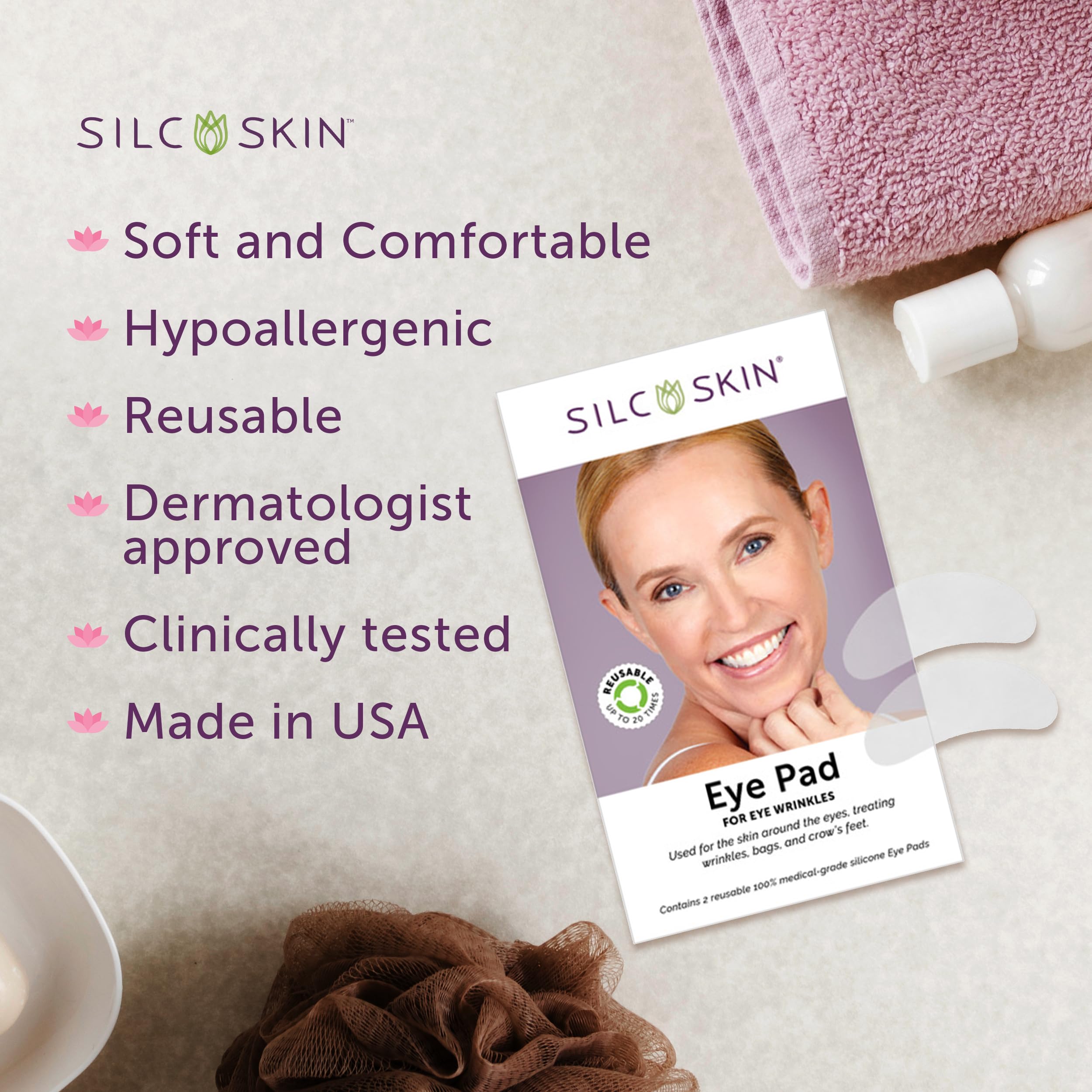 Patchs yeux Silc Skin faciles à nettoyer et à entretenir.