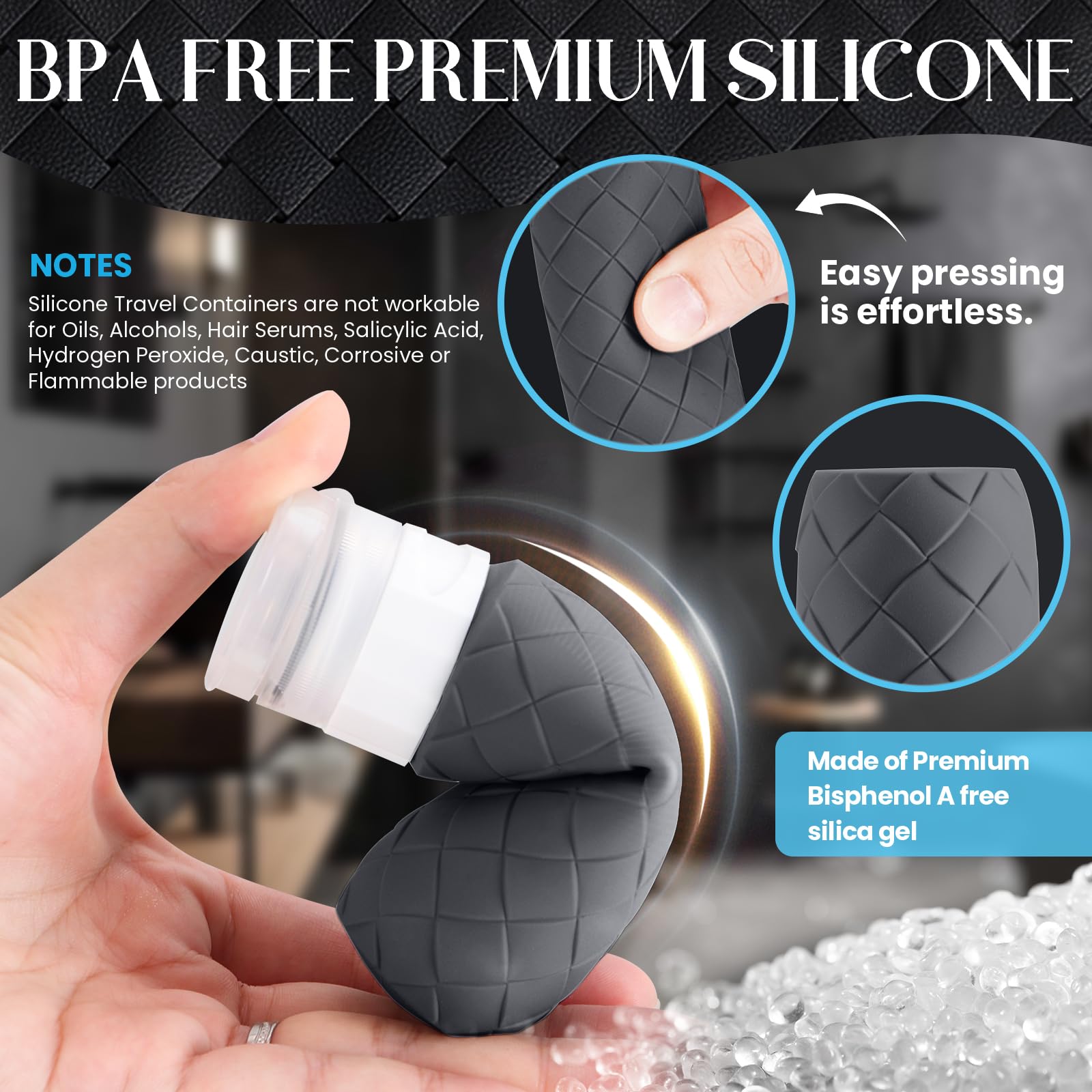 Silevoler sans BPA, silicone premium réutilisable pour vos voyages.