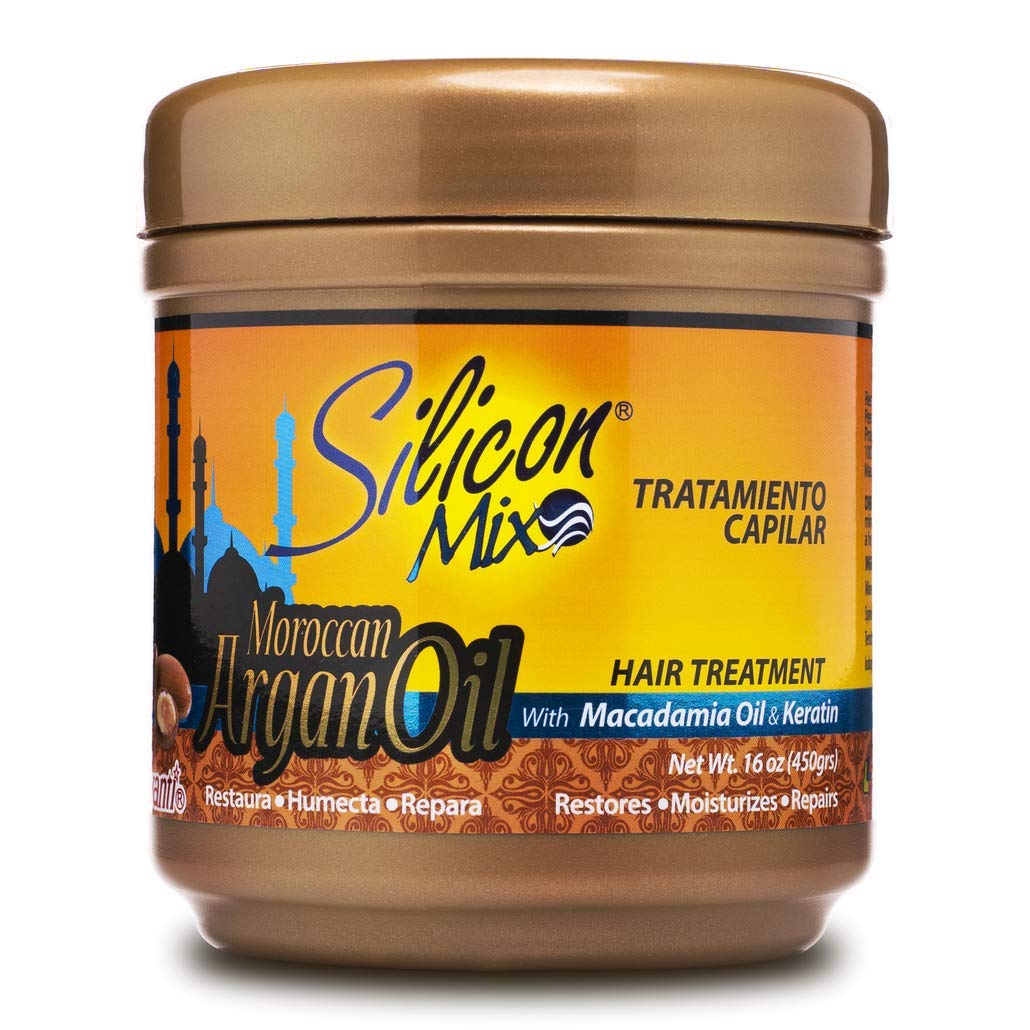 Traitement Silicon Mix à l'huile d'argan, flacon nourrissant pour cheveux secs et cassants.