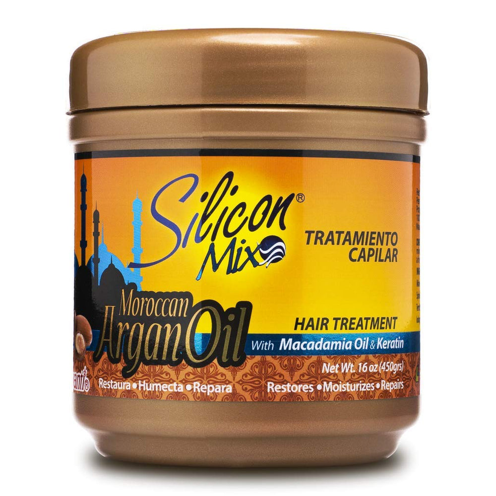 Traitement Silicon Mix à l'huile d'argan, flacon nourrissant pour cheveux secs et cassants.