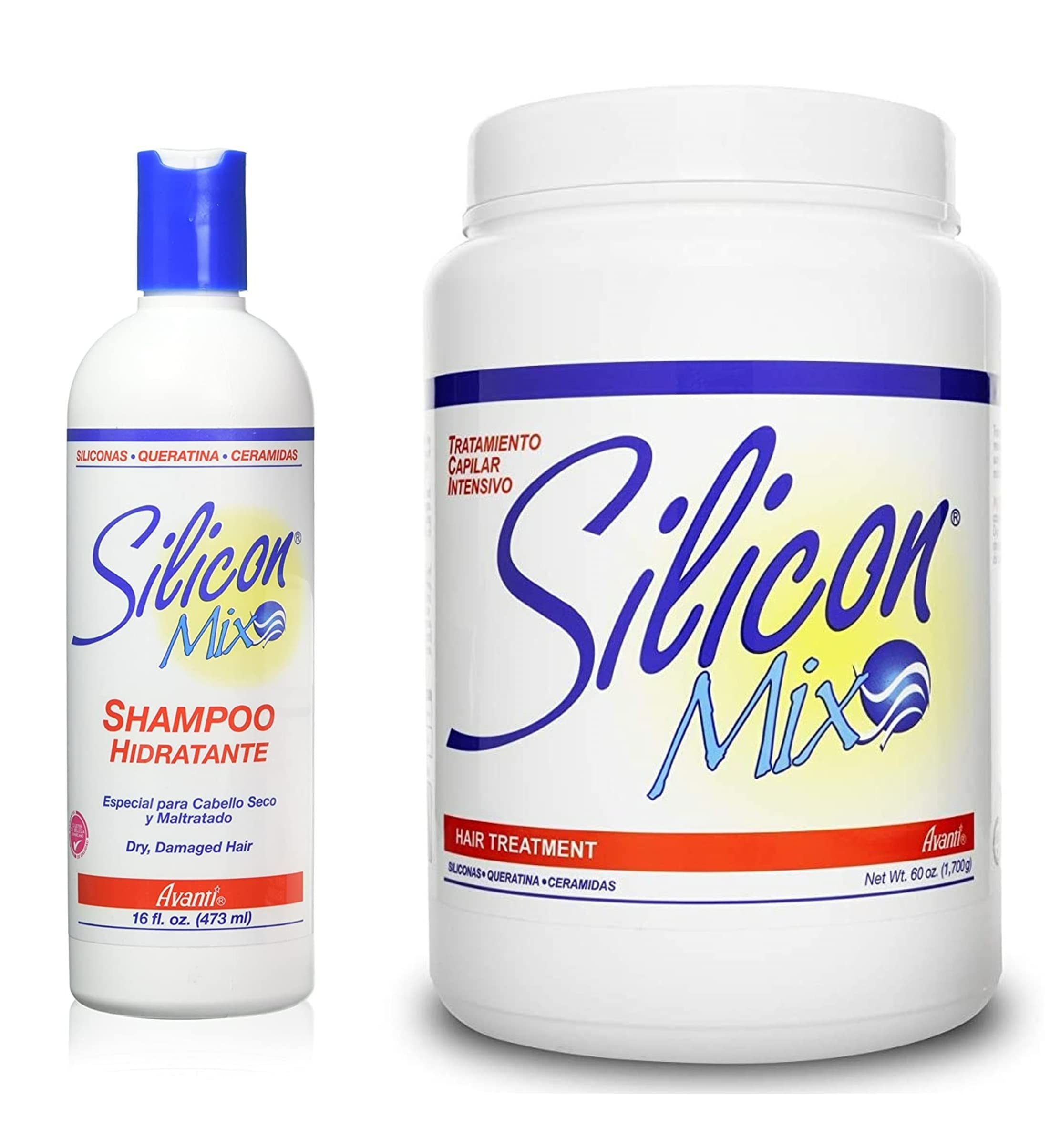 Shampoing hydratant Silicon Mix – bouteille, hydratation douce et démêlage facilité.