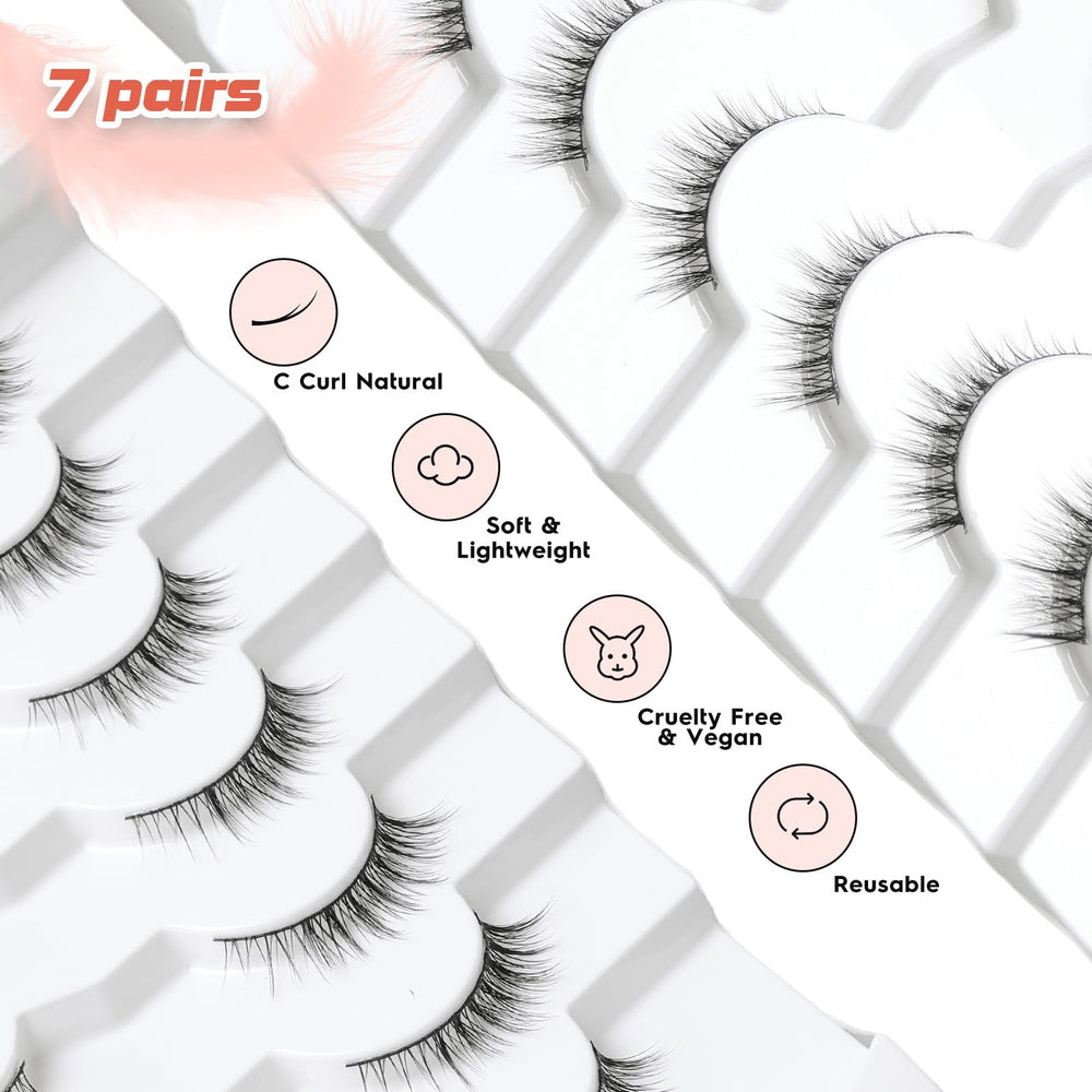 Siligli cils végane réutilisables, sept paires pour un usage quotidien.