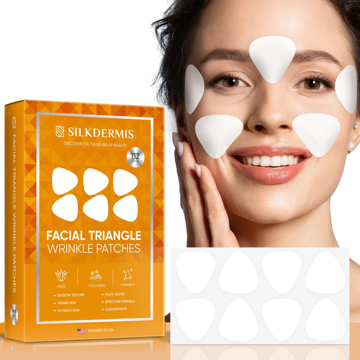 Bandes frontales triangle SILKDERMIS pour lisser les rides du front et nourrir la peau.