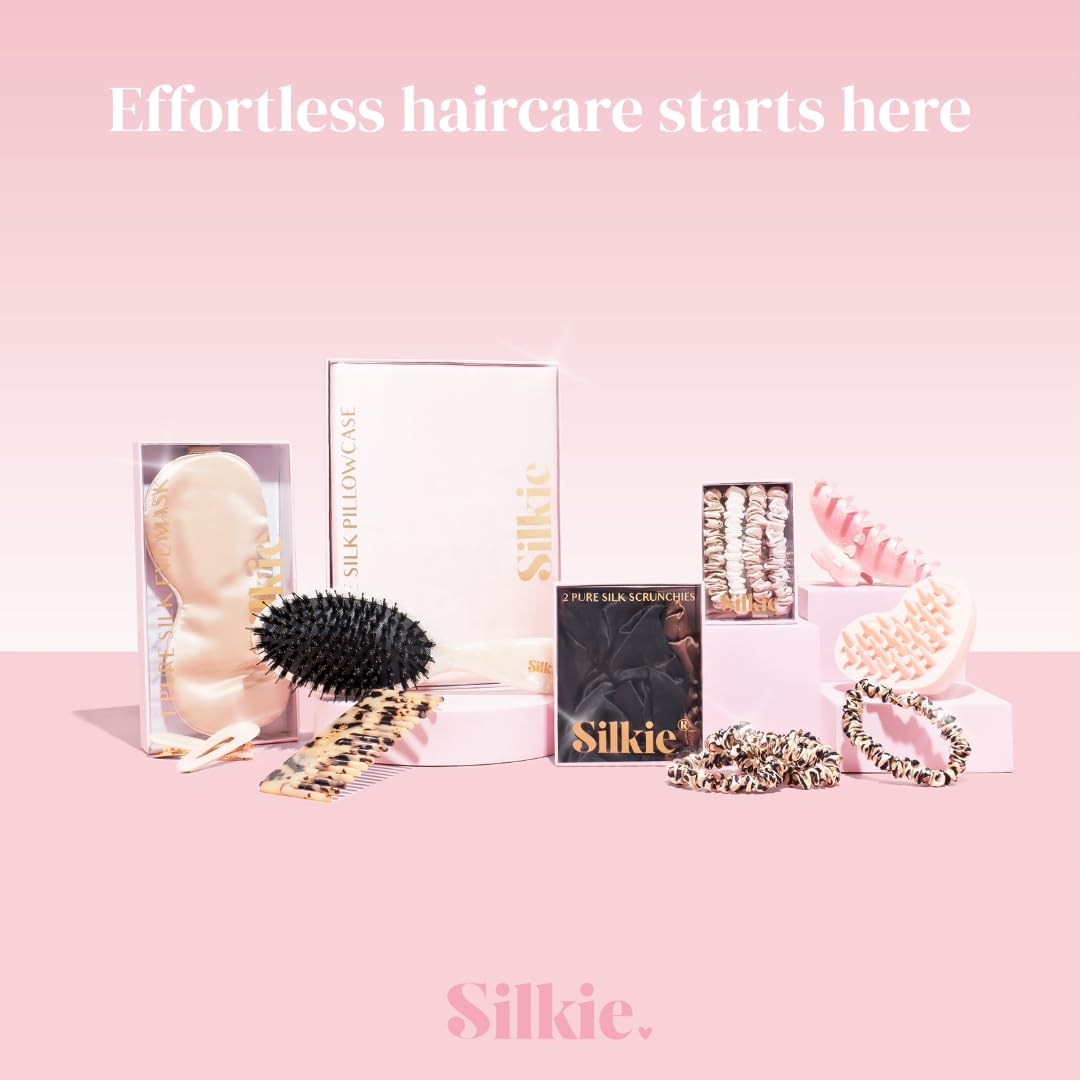 SILKIE scrunchie neutre en soie Mulberry, parfait pour le quotidien.