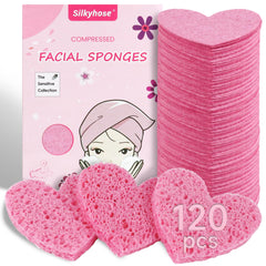 Éponge Silkyhose Visage Coeur Compacte rose, nettoyage en douceur des pores