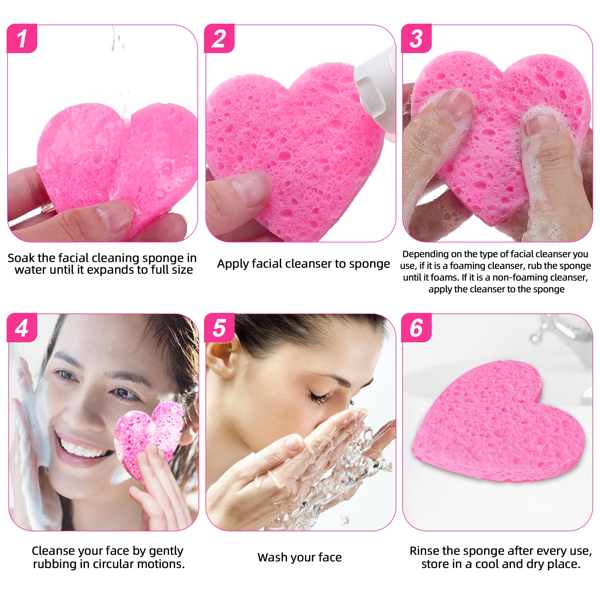 Éponge Silkyhose Visage rose Coeur Compacte, format portable idéal pour le voyage