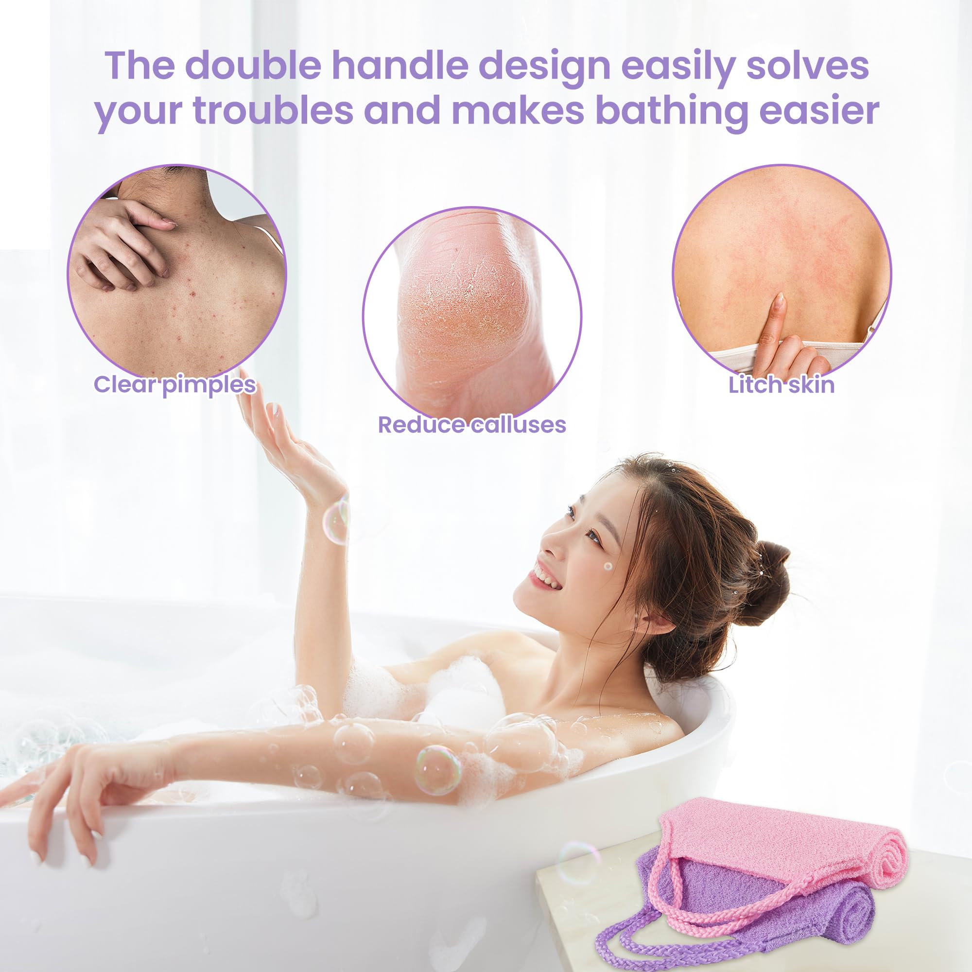 Silkyhose texture-double-face-massage: texture douce offre un léger massage lors du lavage.