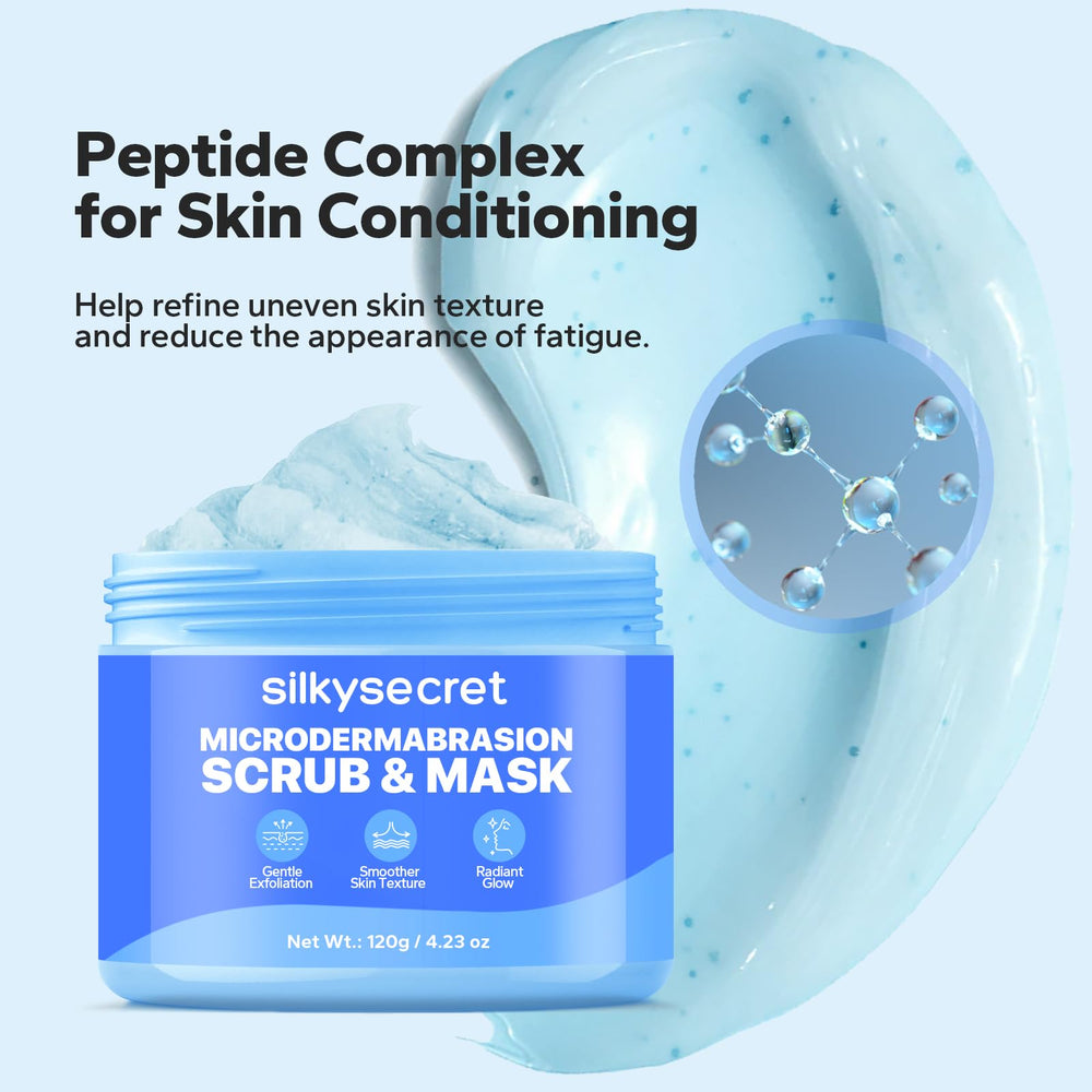 SilkySecret Exfoliant Visage: texture peau lisse et uniforme après utilisation.