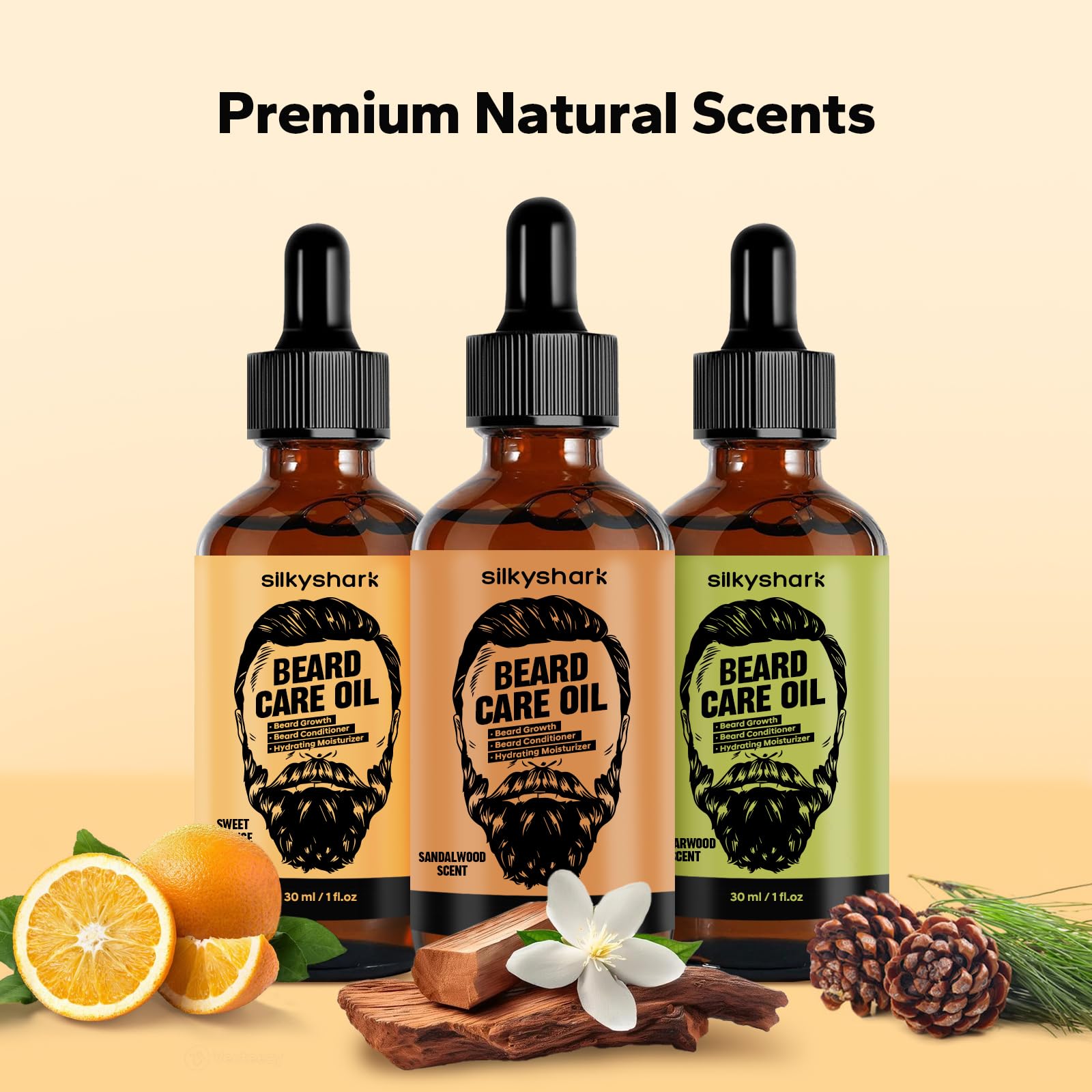 SilkyShark Huile Barbe – bouteille argane et jojoba nourrissante.