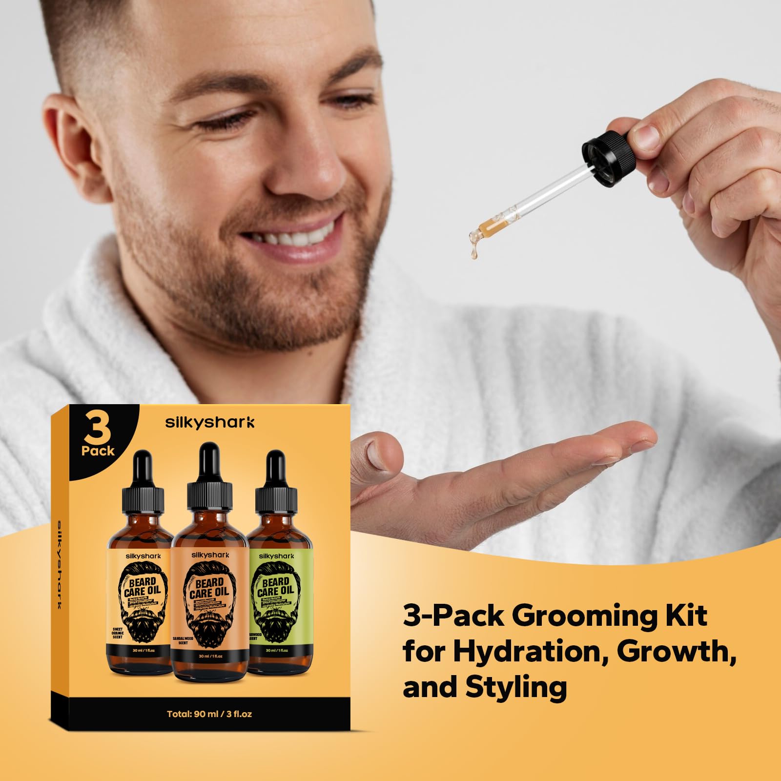 SilkyShark Huile Barbe – senteur orange pour une fraîcheur énergisante.
