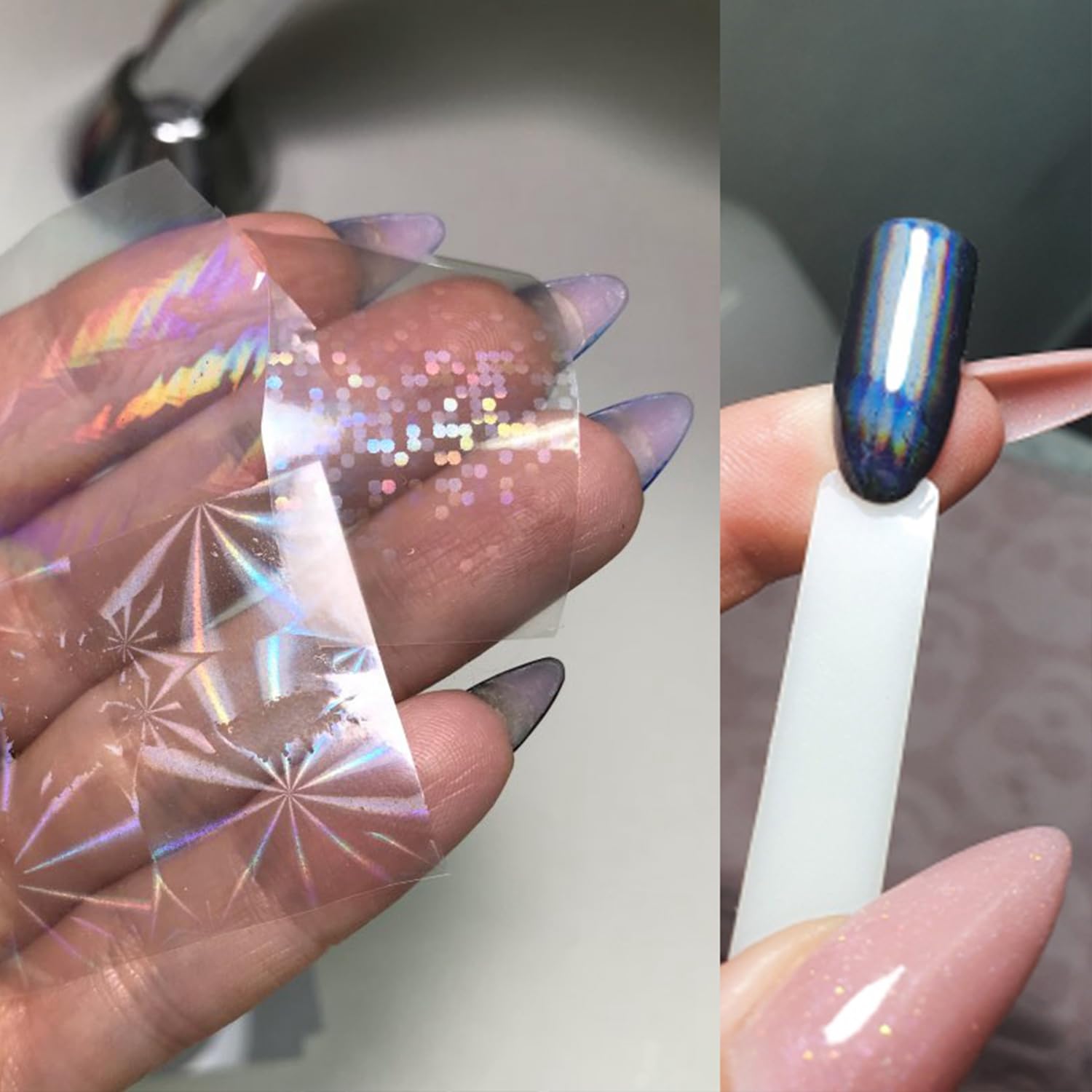 SILPECWEE Aurora – étoiles nacrées sur ongles, aspect festif subtil.