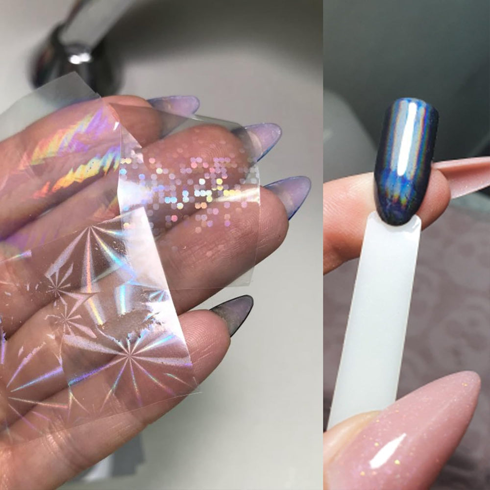 SILPECWEE Aurora – étoiles nacrées sur ongles, aspect festif subtil.