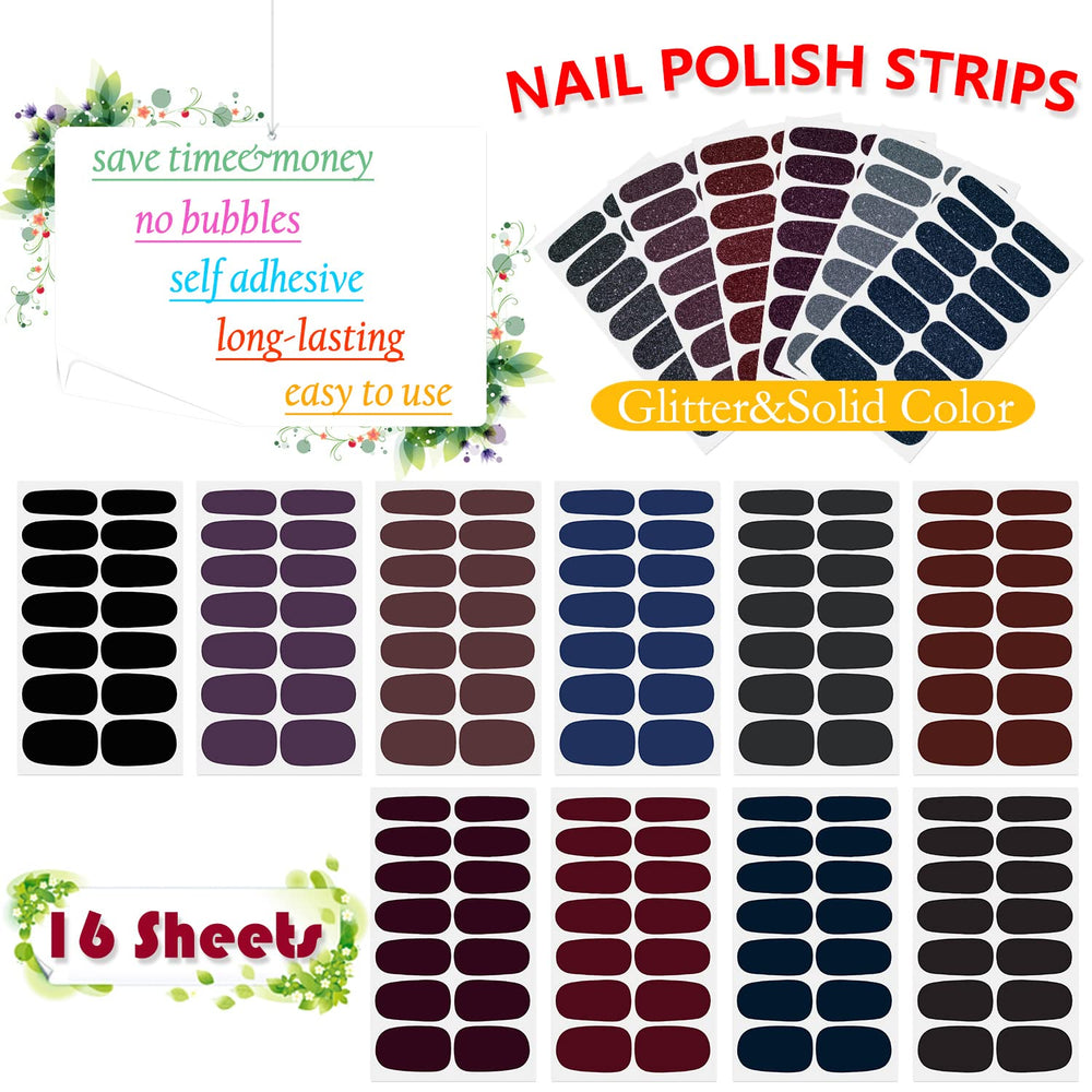 SILPECWEE pochette de bandes ongles solides pour différents looks