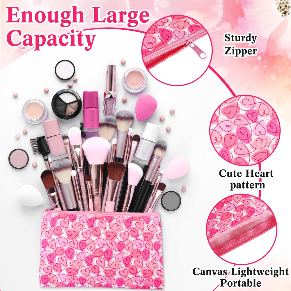 SilTriangle étui maquillage cœur rouge, compact et durable pour voyages et usage quotidien.