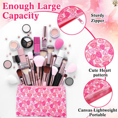 SilTriangle étui maquillage cœur rouge, compact et durable pour voyages et usage quotidien.