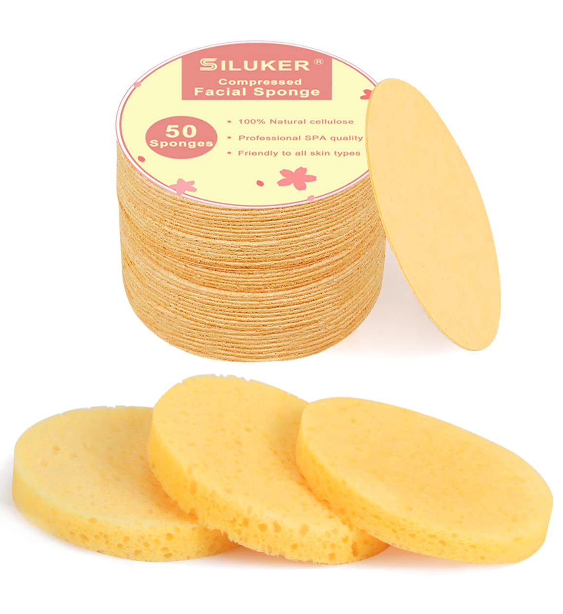 Éponge SILUKER visage compressée prête pour le nettoyage quotidien en douceur.