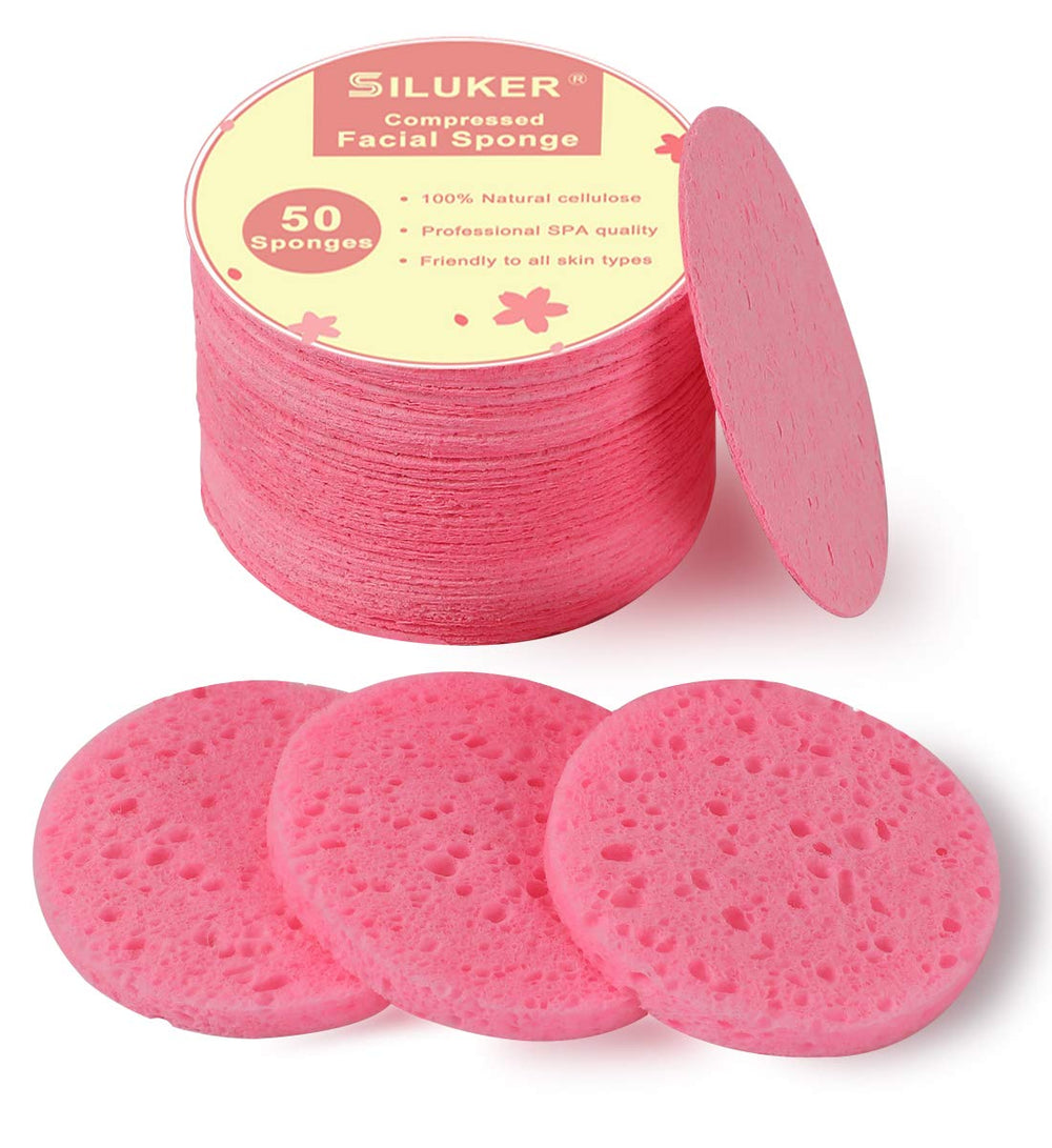 Éponge SILUKER visage compressée – lot de 50 pour un nettoyage quotidien en douceur.