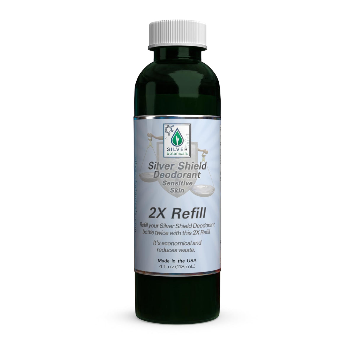 Silver Botanicals Silver Shield bottle close-up with all-day odor protection