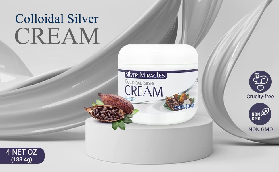 Fabriquée aux États-Unis, crème argent colloïdal Silver Miracles, ingrédients naturels.