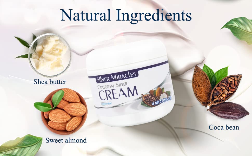 Crème argent colloïdal Silver Miracles, formule pure et respectueuse de la peau.