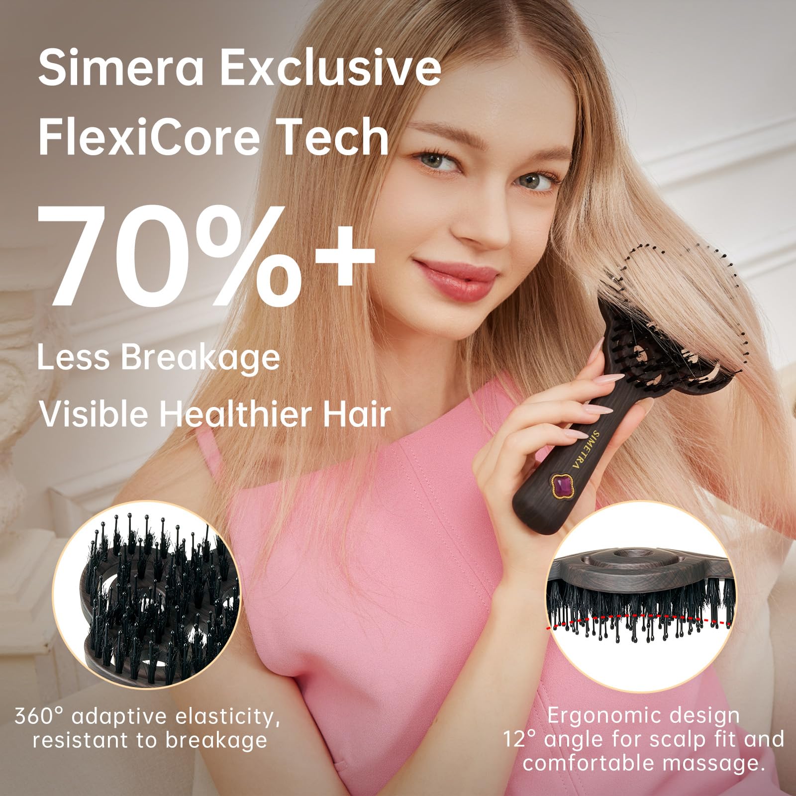 SIMETRA Brosse plaqué or 14K, allure premium et durabilité