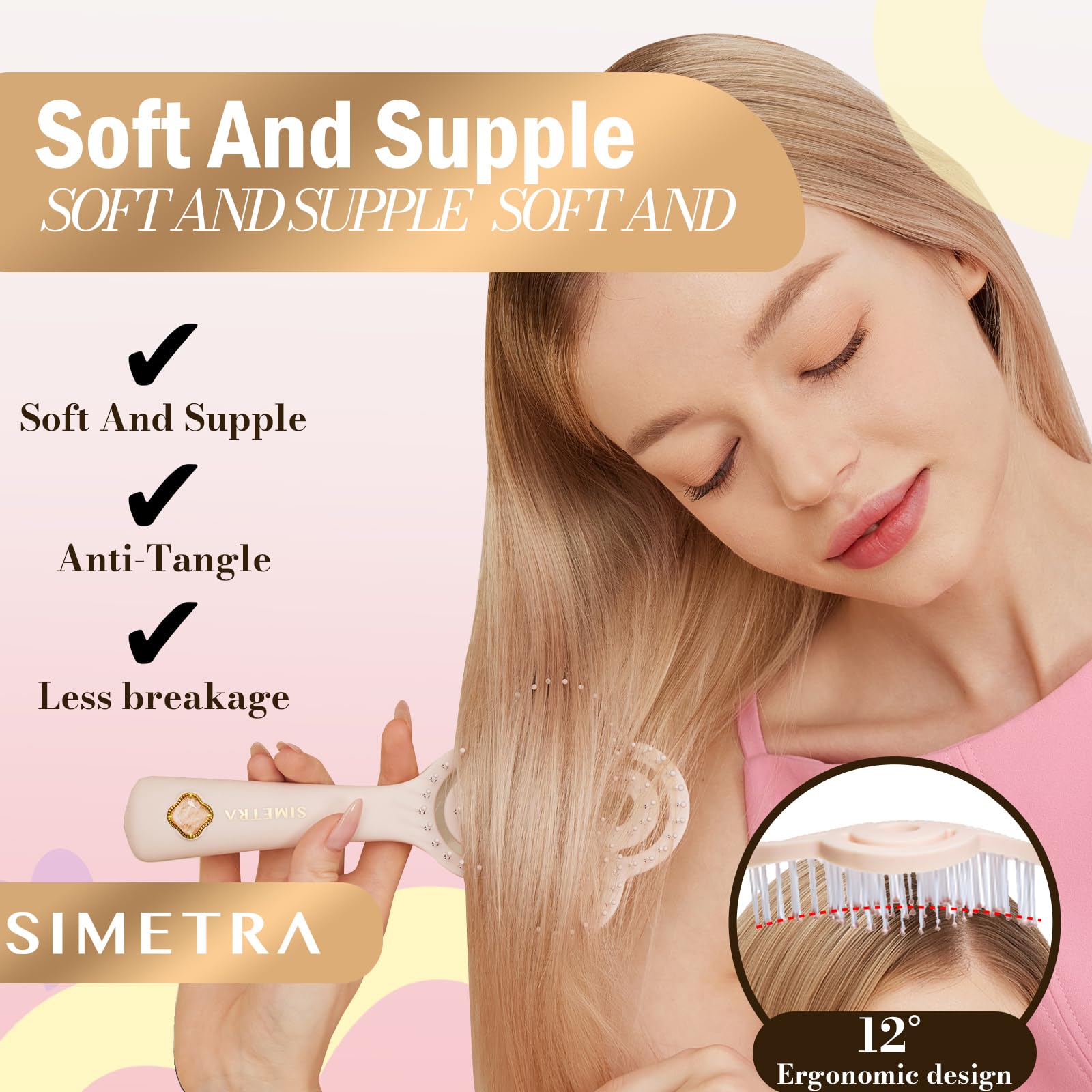 SIMETRA brosse convient pour cheveux frisés – démêle sans tirer et respecte les boucles.