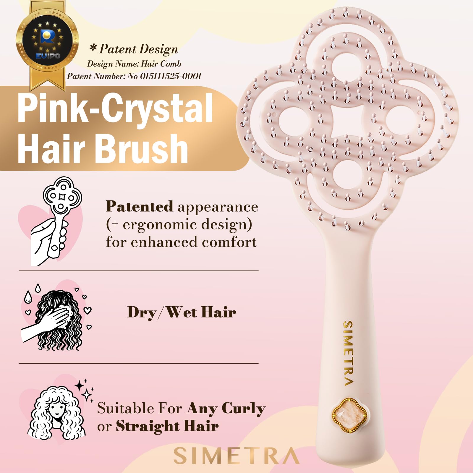 SIMETRA brosse utilisation quotidienne simple – rapide et efficace pour tout type de cheveux.