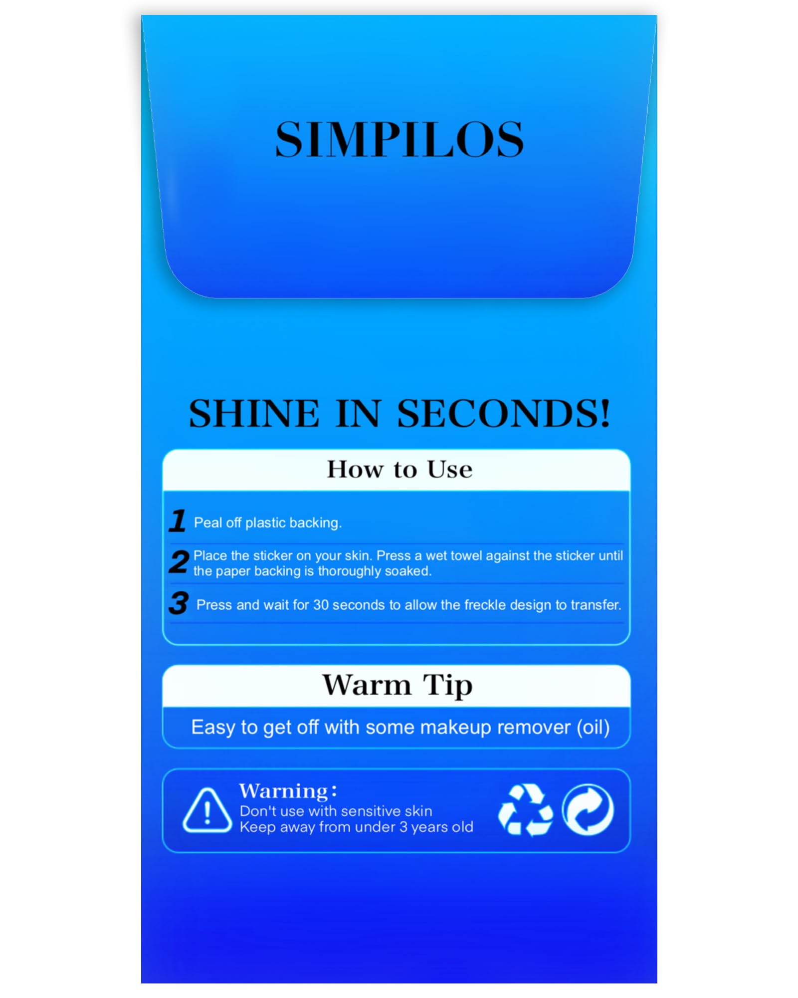 Simpilos look soirée patchs paillettes bleues pour un éclat durable.
