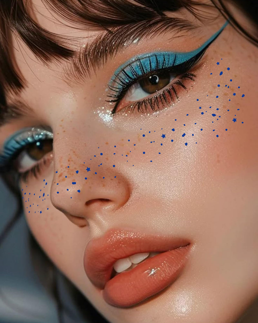 Simpilos visage patchs paillettes bleues: points et étoiles pour un look festif.