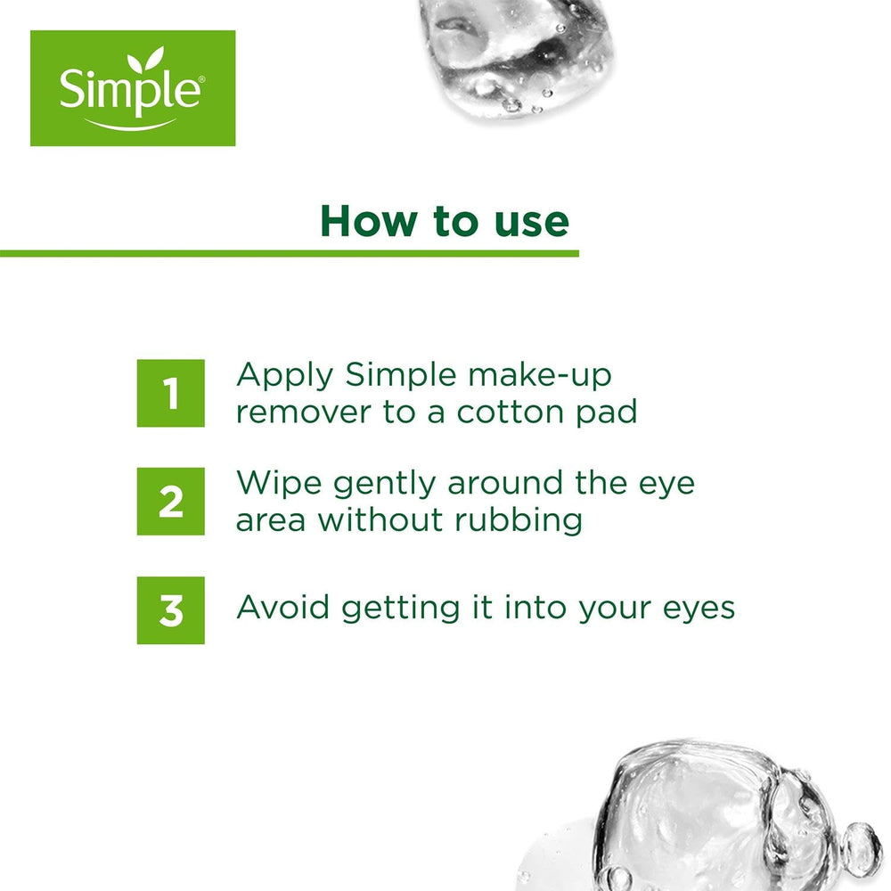 Formulation douce Simple Démaquillant Yeux: adaptée aux regards sensibles pour limiter les irritations.