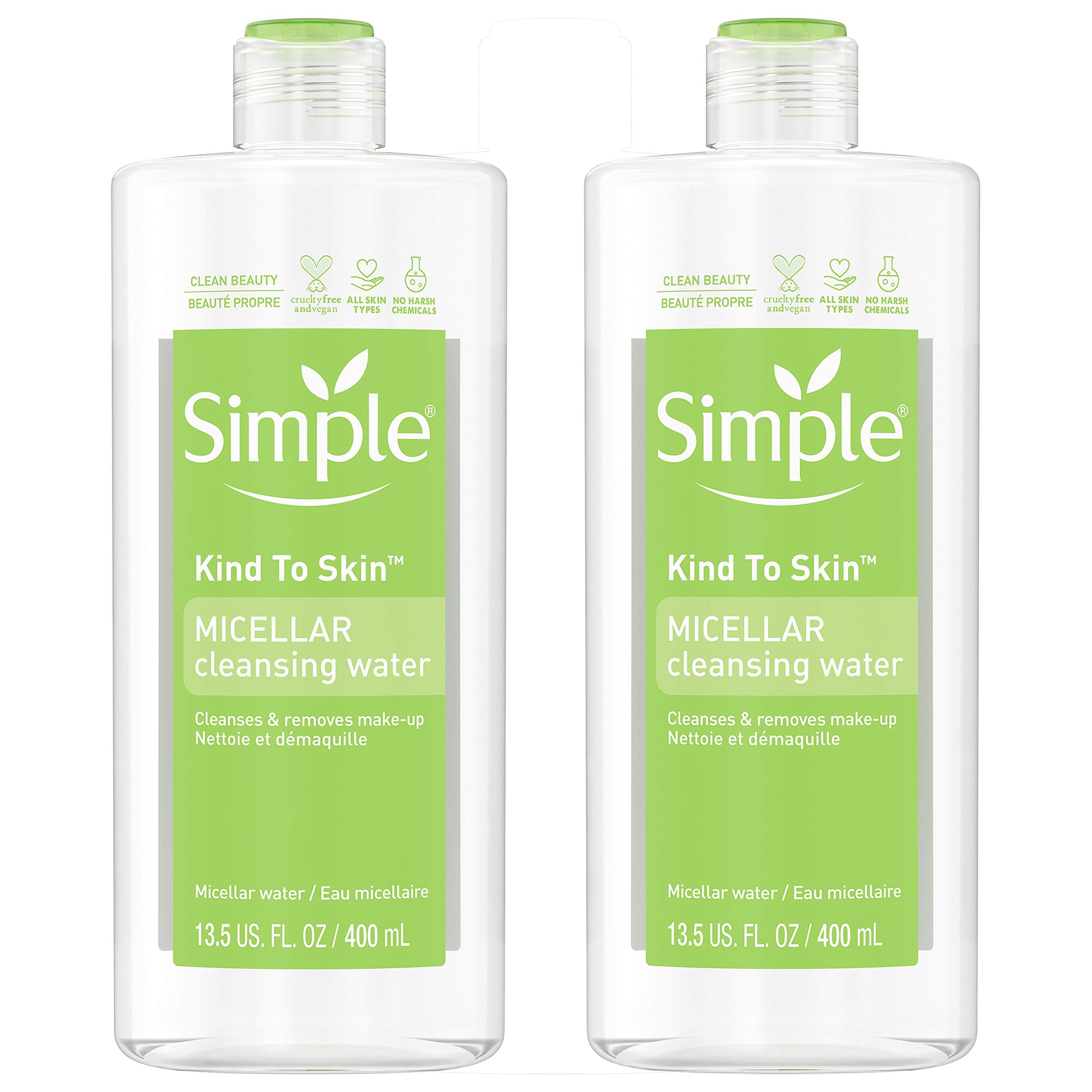Simple Eau Micellaire: bouteille transparente prête à hydrater et nettoyer la peau.