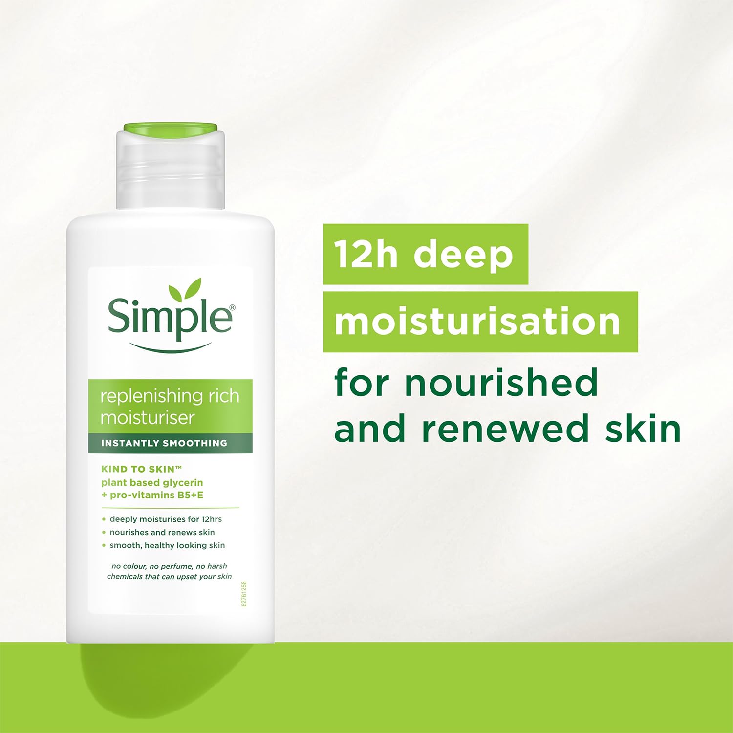 Filtres UV intégrés de Simple pour une protection visage quotidienne.