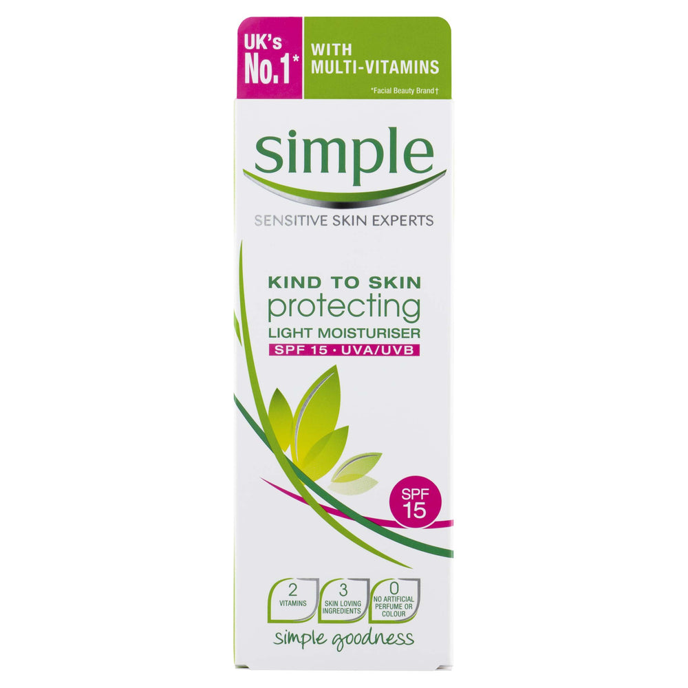 Simple hydratant léger protecteur SPF15, parfait pour peaux sensibles et usage quotidien.
