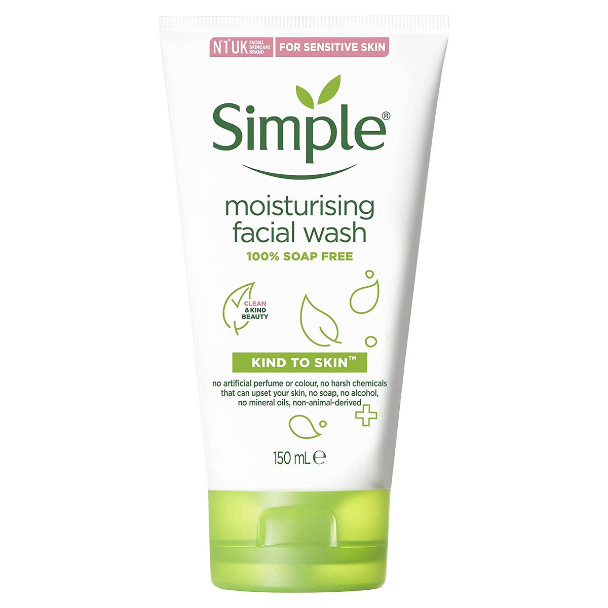 Lave-visage Simple en bouteille, douceur hydratante pour la peau.
