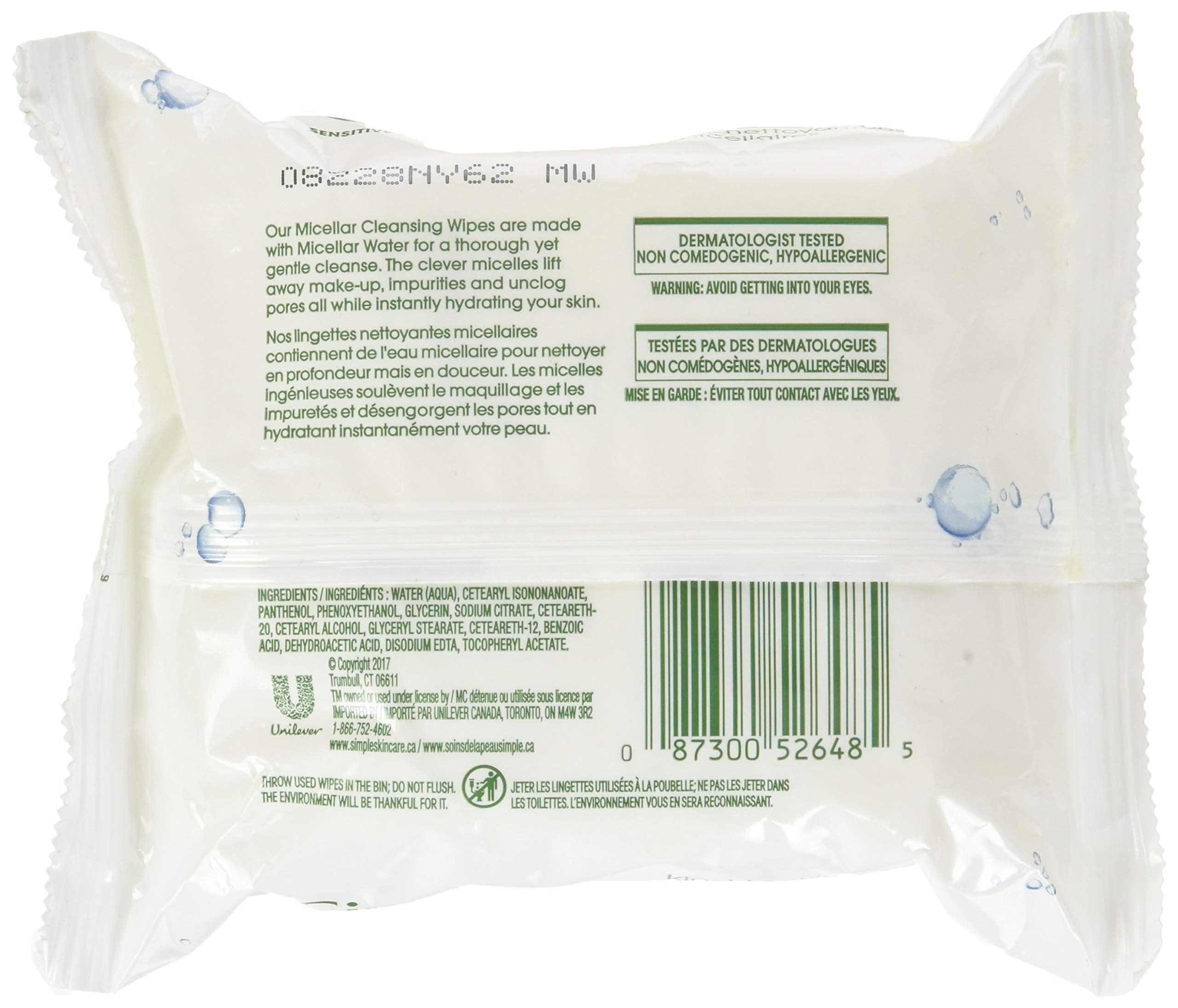 Simple lingettes micellaires en action — nettoyage facile et hydratation instantanée.