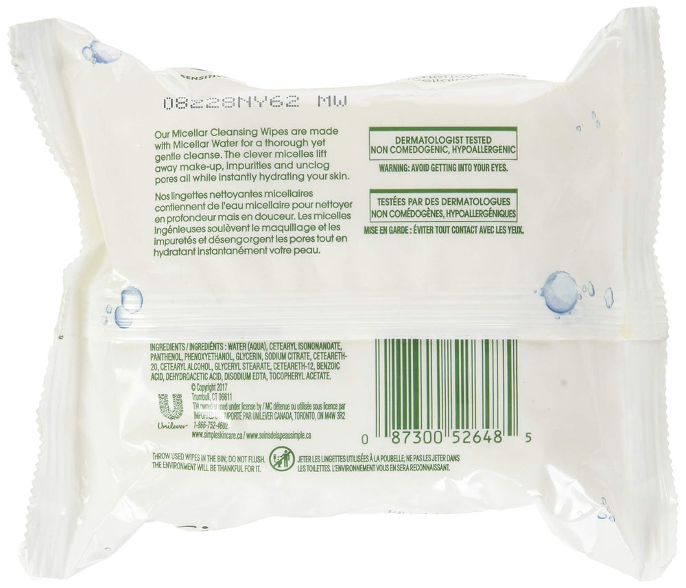 Simple lingettes micellaires en action — nettoyage facile et hydratation instantanée.