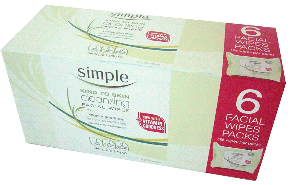 Lingettes Simple pour le visage – équilibre huile, démaquillage efficace sans résidu.