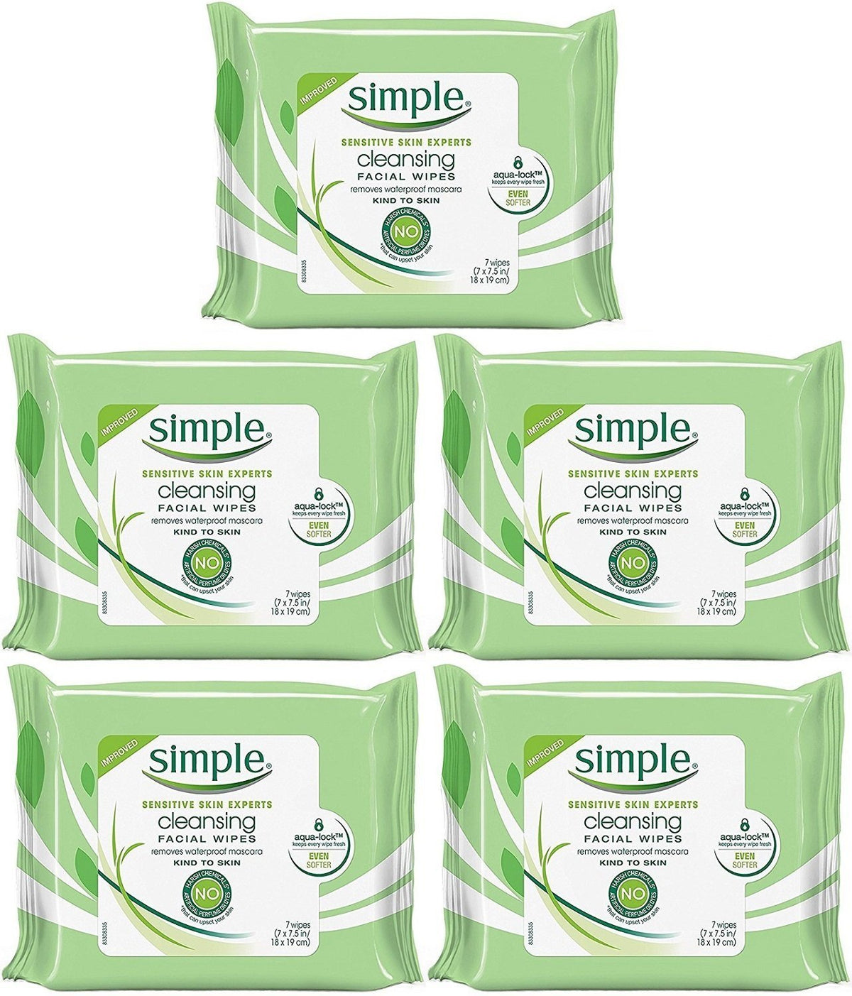 Lingettes Simple Kind To Skin pour le visage, format voyage, nettoyage rapide.