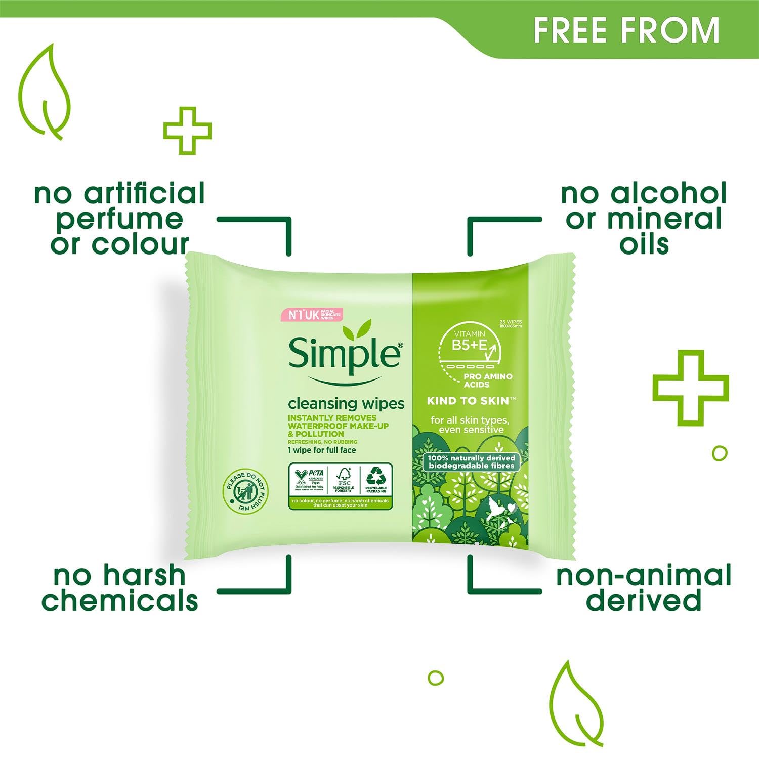 Lingettes Simple Kind To Skin dans une pochette compacte pratique en déplacement.