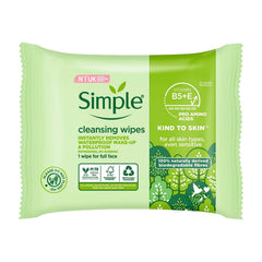 Lingettes Simple Kind To Skin usage quotidien rapide pour retouches discrètes.